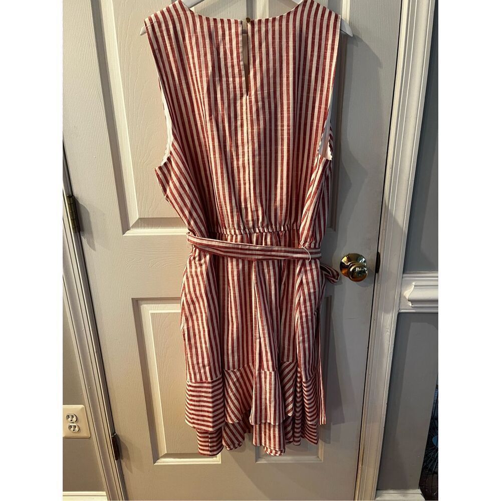 Julia Jordan Red & White Striped Sleeveless Tie Belted Tiered Dress sz 24W NWOT - Picture 7 of 8